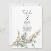 Elegant greenery table number seating chart cards (正面)