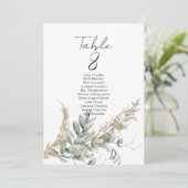 Elegant greenery table number seating chart cards (スタンド正面)