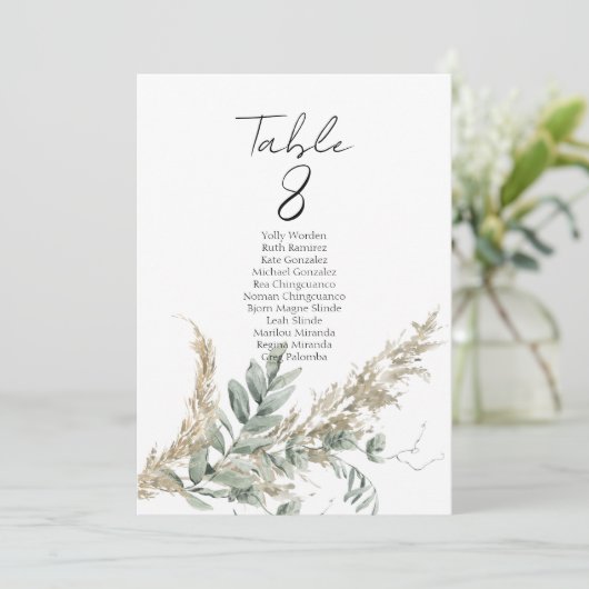 Elegant greenery table number seating chart cards (スタンド正面)