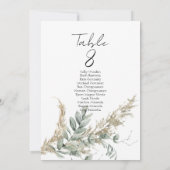 Elegant greenery table number seating chart cards (裏面)