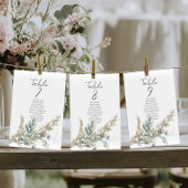 Elegant greenery table number seating chart cards