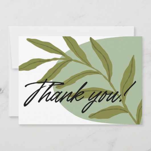 Elegant Greenery Thank You Card | Minimalist Botan サンキューカード (正面)