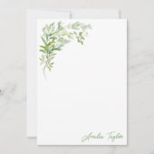 Elegant Greenery Vertical Personalized Stationery ノートカード (正面)