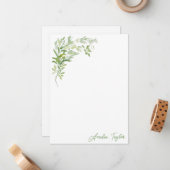Elegant Greenery Vertical Personalized Stationery ノートカード (正面/裏面インサイチュ)