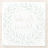 Elegant Greenery Watercolor  Boho Bridal Shower ガラスコースター (裏面)