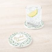 Elegant Greenery Watercolor  Boho Bridal Shower コースター (側面)