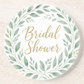Elegant Greenery Watercolor Boho Bridal Shower コースター (正面)