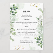 Elegant Greenery Watercolor Wedding Menu メニュー (正面)