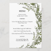 Elegant Greenery Watercolor Wedding Menu メニュー (正面)