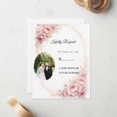 Elegant Greenery Watercolor Wedding RSVP Card ノートカード (正面/裏面インサイチュ)