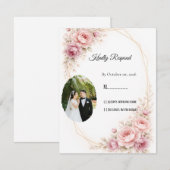 Elegant Greenery Watercolor Wedding RSVP Card ノートカード (正面/裏面)
