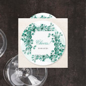 Elegant Greenery Wedding Coaster ラウンドペーパーコースター