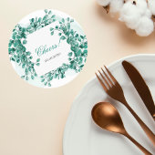 Elegant Greenery Wedding Coaster ラウンドペーパーコースター