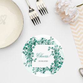 Elegant Greenery Wedding Coaster ラウンドペーパーコースター