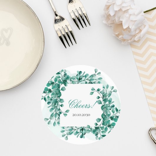 Elegant Greenery Wedding Coaster ラウンドペーパーコースター