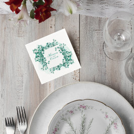 Elegant Greenery Wedding Cocktail Napkin スタンダードカクテルナプキン