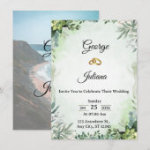Elegant Greenery Wedding Invitation 招待状 (正面/裏面)