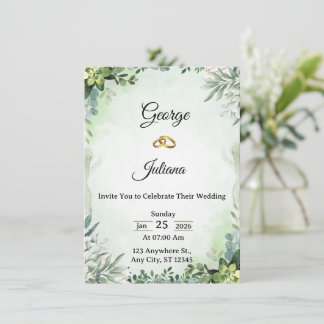 Elegant Greenery Wedding Invitation 招待状