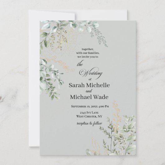 Elegant Greenery Wedding Invitation 招待状 (正面)