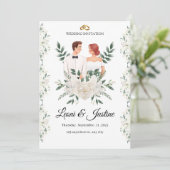 Elegant Greenery Wedding Invitation Custom floral  招待状 (スタンド正面)