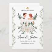 Elegant Greenery Wedding Invitation Custom floral  招待状 (正面/裏面)