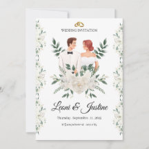 Elegant Greenery Wedding Invitation Custom floral 