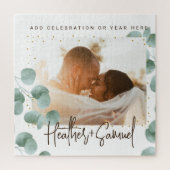 Elegant Greenery Wedding Photo and Text ジグソーパズル (縦)