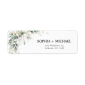Elegant Greenery Wedding Return Address Label ラベル (正面)