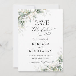 Elegant Greenery Wedding Save The Date 招待状
