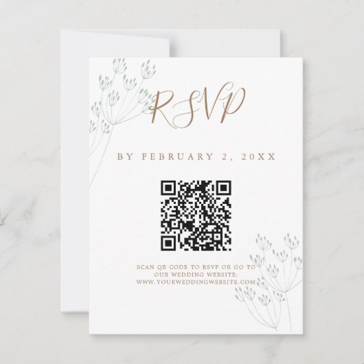 Elegant Greenery Wedding Scan Code RSVP (正面)