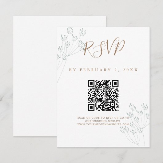 Elegant Greenery Wedding Scan Code RSVP (正面/裏面)