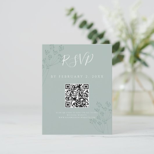 Elegant Greenery Wedding Scan Code RSVP (スタンド正面)