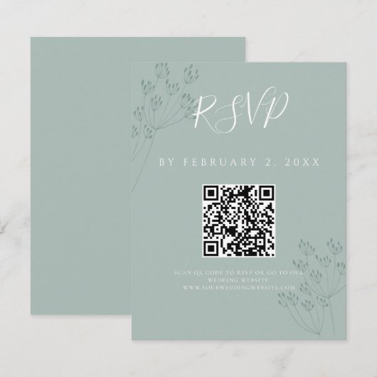 Elegant Greenery Wedding Scan Code RSVP (正面/裏面)