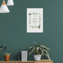 Elegant Greenery Wedding Welcome Poster ポスター
