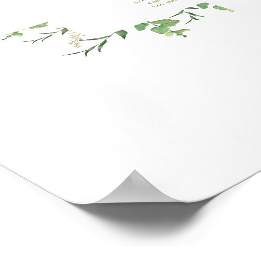 Elegant Greenery Wedding Welcome Poster ポスター (角)
