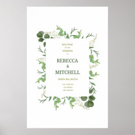 Elegant Greenery Wedding Welcome Poster ポスター