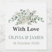 Elegant Greenery Wedding Wine Bottle Labels ワインラベル (シングルラベル)