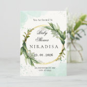 Elegant Greenery Wreath Baby Shower Invitation 招待状 (スタンド正面)