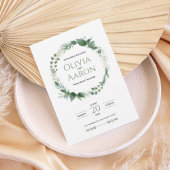 Elegant Greenery Wreath Wedding Invitation 招待状