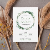 Elegant Greenery Wreath Wedding Invitation 招待状
