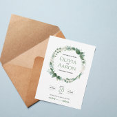 Elegant Greenery Wreath Wedding Invitation 招待状