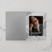 Elegant Grey Abstract Photo Memorial Funeral  箔シーズンカード (外側レイダウン)