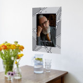 Elegant Grey Abstract Photo Memorial Funeral 箔ポスター (レイダウン (キッチン))