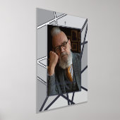 Elegant Grey Abstract Photo Memorial Funeral 箔ポスター (レイダウン)