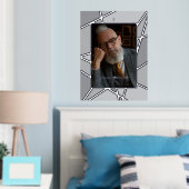 Elegant Grey Abstract Photo Memorial Funeral 箔ポスター (インサイチュ (寝室))