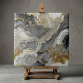 Elegant Grey and Gold Liquid Marble Agate タイル