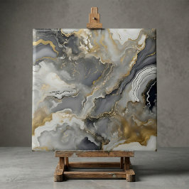 Elegant Grey and Gold Liquid Marble Agate タイル