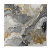 Elegant Grey and Gold Liquid Marble Agate タイル (正面)