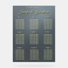 Elegant Grey Background Wedding Seating Chart アクリルサイン