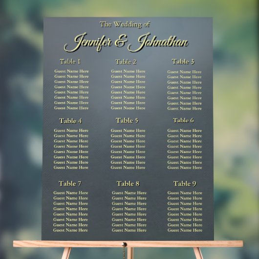 Elegant Grey Background Wedding Seating Chart アクリルサイン (ニュートラル)